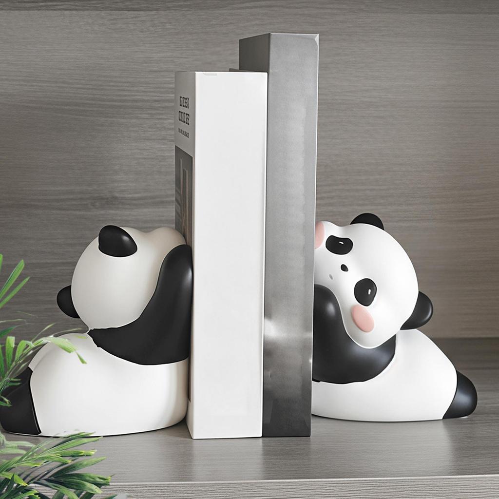Cute Bookends Resin Panda Book Ends Book Ends for Shelves for Bedroom Living Room Desk Home Office Library Table Desktop Kitchen