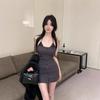 French Pure Desire Style Lace Splicing Neck Suspender Dress Female Sexy Body Slim Temperament Hip Skirt
