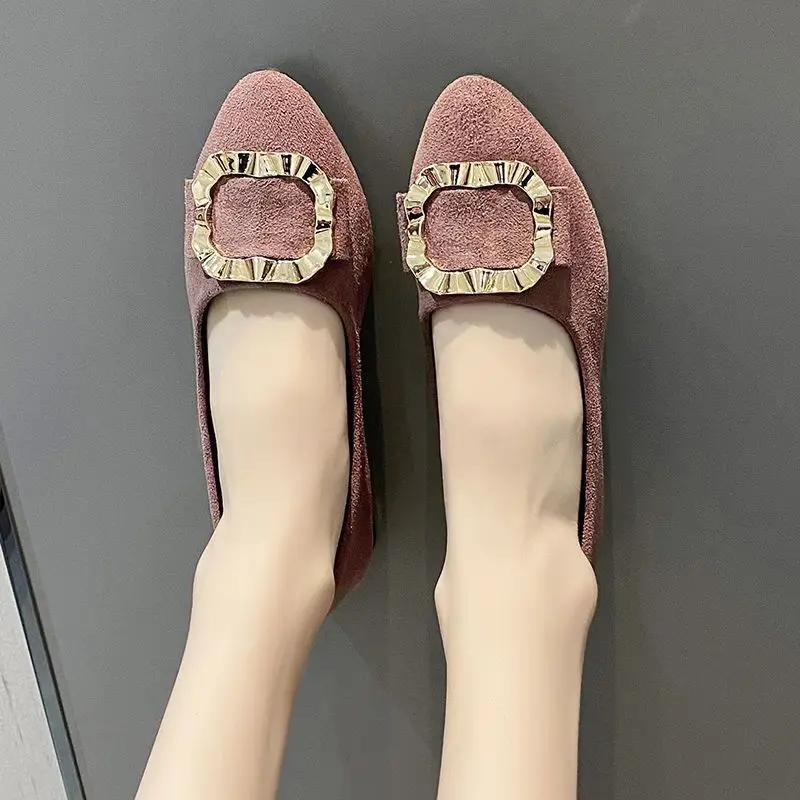 Fashion Woman Flats Low Heel Elegant Slip-on Shoes for Women Black Stylish High Quality Fashion Social Luxury Brand Young Non Vacation
