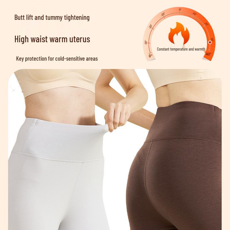 Lyocell Fleece Thermal Yoga Pants - Seamless, High Waist, Tummy Control, Hip-Lifting Leggings for Fitness.
