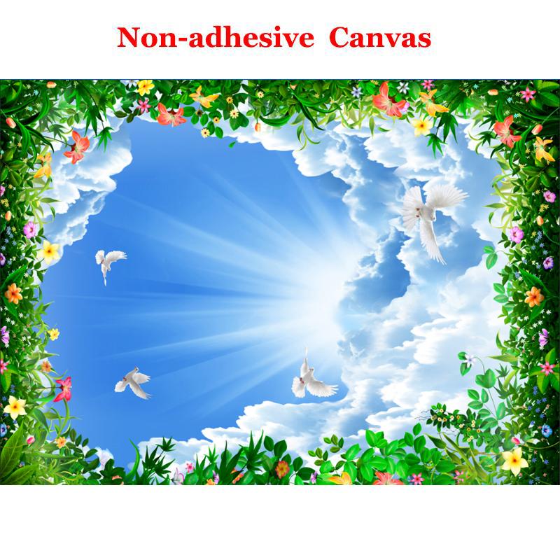 Custom Simple and High-end 3D Photo Wallpaper Blue Sky White Clouds Vine Ceiling Luxury Living Room Bedroom Background Wall Decoration Wall Painting