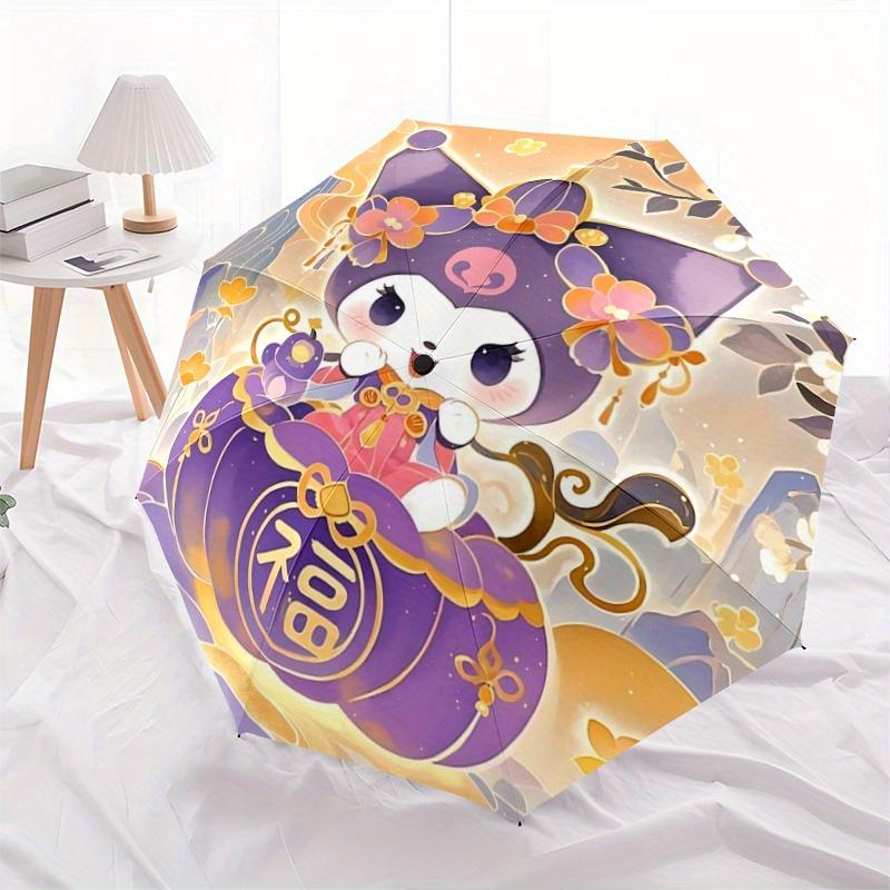1pc Pretty Kuromi Pattern Umbrella, Fashionable, Personalized, High-Value Folding Umbrella, a Must-Have for Summer, 8-Rib Durable Iron Frame, Tri-Fold
