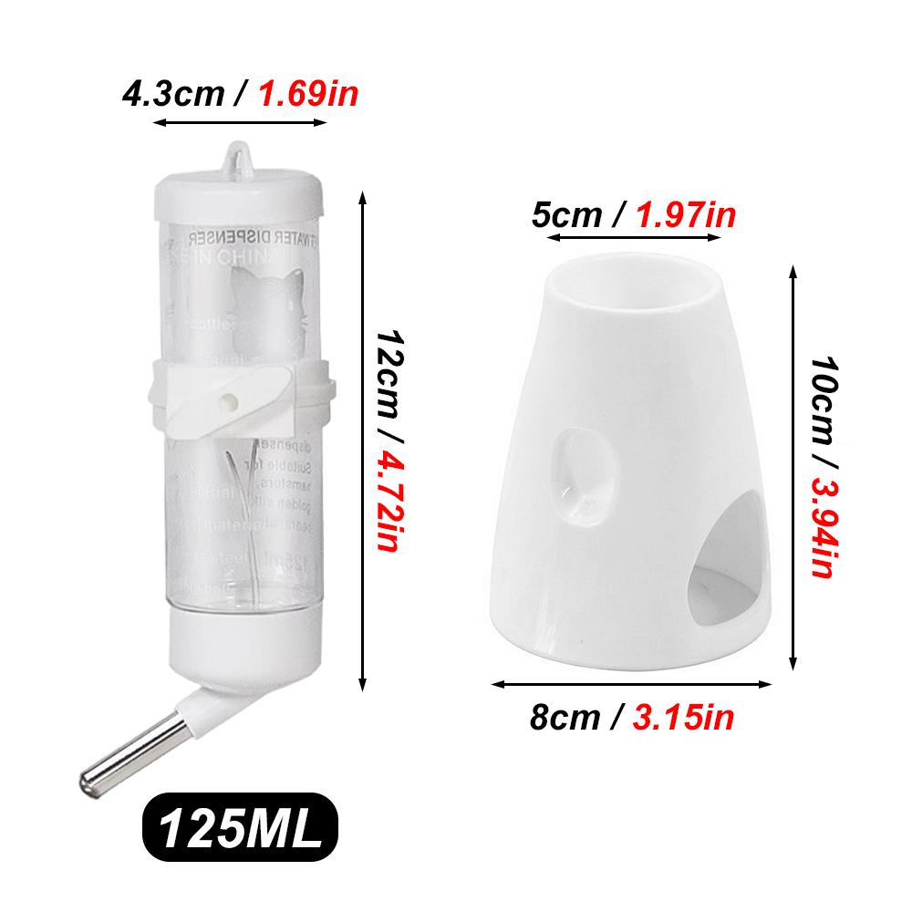 1 Set 2-In-1 Hamster Rabbit Water Bottle Set Leak-Proof Detachable Drinker with Ball Bearing Hamster Hiding Place Water Feeder