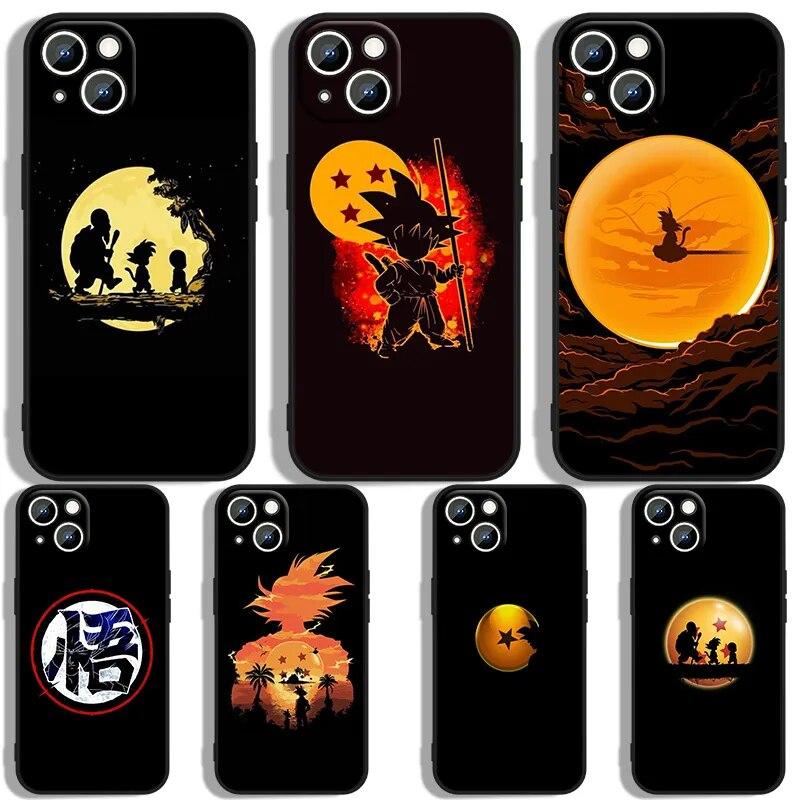 

DBZ-Dragons Balls Anime Phone Case For Apple iPhone 15 14 13 12 11 XS XR X 8 7 Pro Max Plus mini Silicone Black Cover