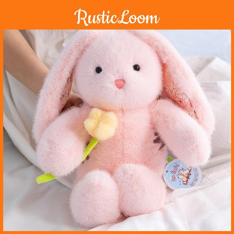 Plush Doll Rabbit Ornament With Flower Pattern For Romantic Gifts And Decor Room