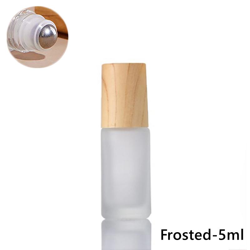 1/2/3/5/10Ml Cosmetic Container Roll On Glass Bottles For Essential Oil Empty Perfume Bottle Refillable Container With Wood Lid