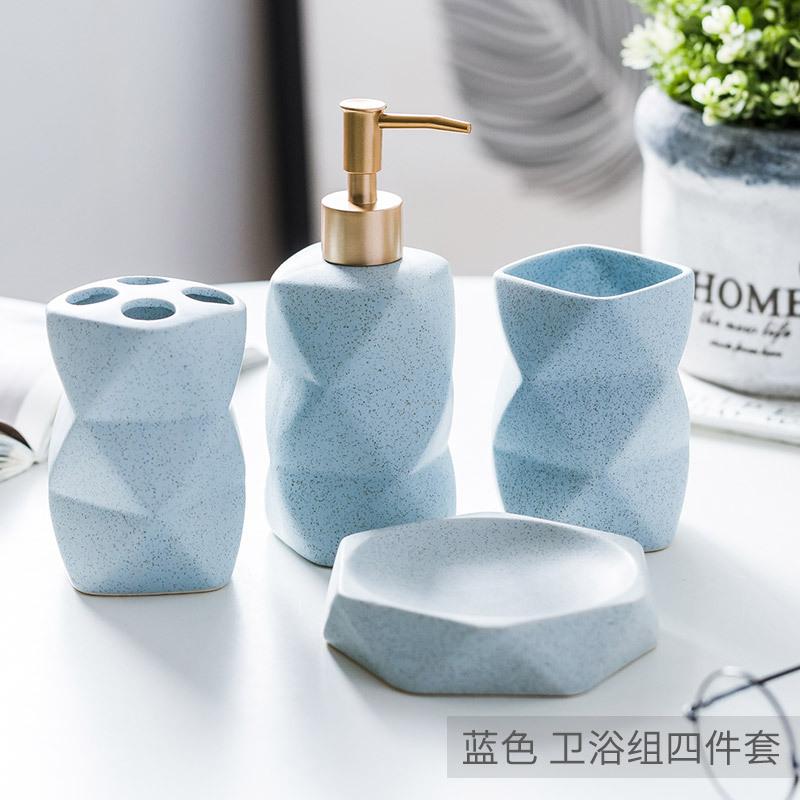 

Ceramic Bathroom Wash Set Bathroom Supplies Toothbrush Cup Toothbrush Cup Soap Dish Lotion Bottle Household Toiletries Set
