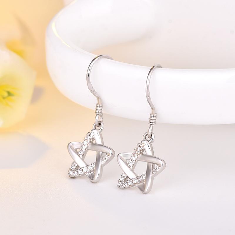 Zircon Hollow Five-angle Star Personality Tassel Temperament Earrings for Girls Minimalist Personalized Earrings Accessories