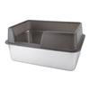 Stainless Steel Litter Pan Splash Proof Large Open Top High Side Litter Pan with Scoop Large Black