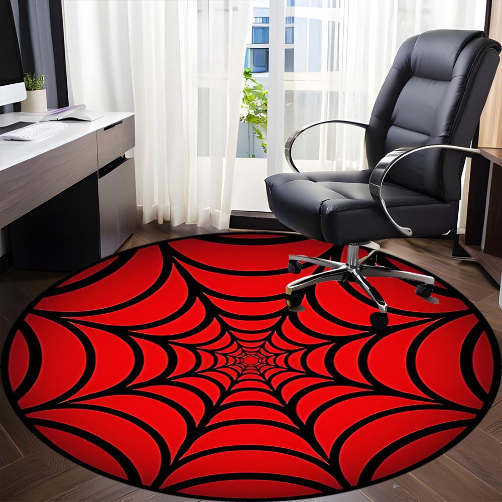 1PC Spider Web Office Round Area Rug, Mat Suitable For Office, Under Office Chairs Bedroom Living Room Home Decor, Room Deco