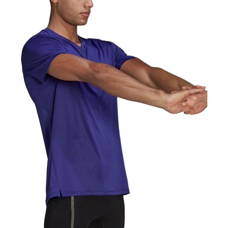 Adidas T Shirts Men's Purple Crew Neck Moderate Straight Fit HB7482