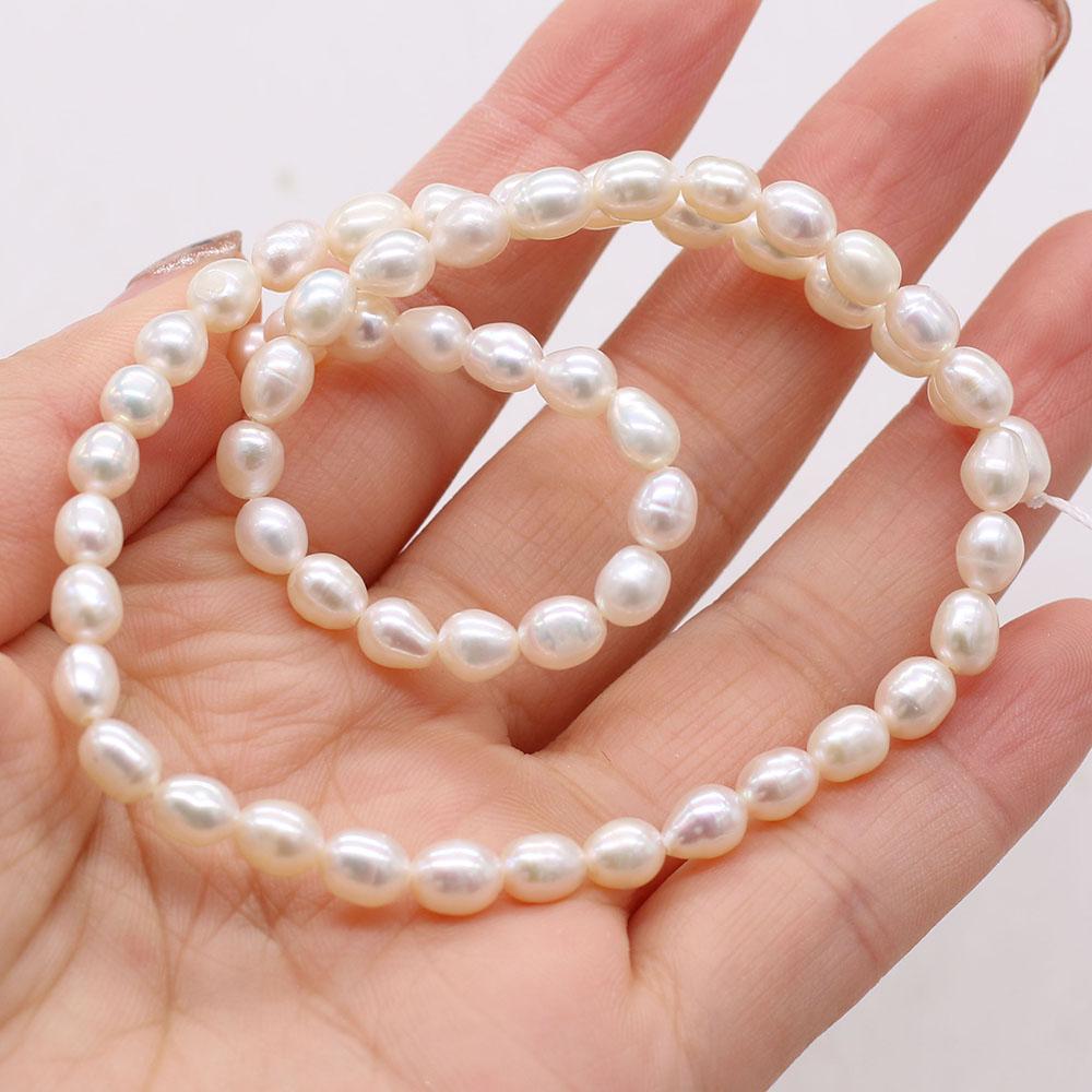 

1String, Handmade Natural Freshwater Pearls, Rice-shaped Pearl Beads, 5–6 mm, for DIY Necklace Bracelet, Jewelry Making, Birthday Party Crafts, 36cm 1String/5-6mm-36cm белый