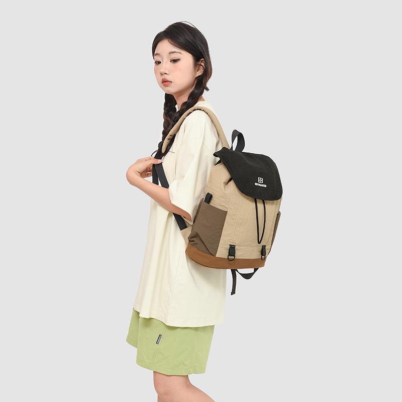 Outdoor Color Contrast Backpack Lightweight Student Color Contrast Schoolbag Travel Backpack