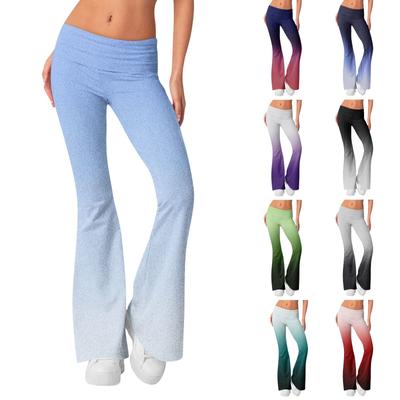 Women's Fashion Gradient Slim Fit Slim Reverse Waist Low Waist Elastic Waist Flare Pants