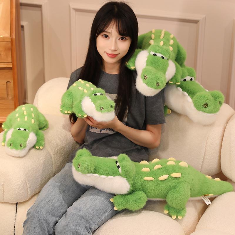Prone Green Crocodile Animals Plush Toys Simulation Kawaii Cartoon Soft Dolls Throw Pillow Birthday Valentine's Day Gifts