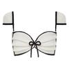 Women's Black & White Puff Sleeve Two-Piece Bikini - High Waist, Slimming Luxury Swimwear for Vacation or Hot Springs.