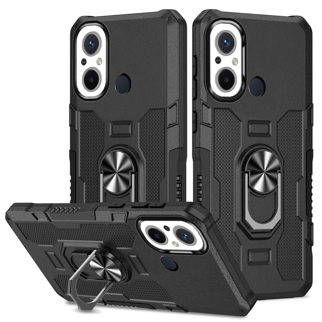 For Xiaomi Redmi 12C 4G PC+TPU Anti-Scratch Phone Case Ring Kickstand Rugged Cover