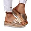 Fashion Plus Size 2025 Summer Women's Open Toe Slippers Hot Sale Buckle Platform Wedges rivet Sandals Outdoor Casual Daily Slippers