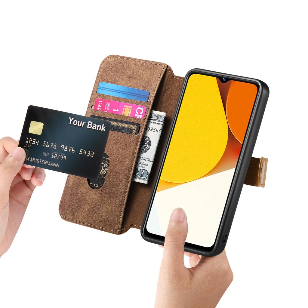 Ultimate Shockproof Wallet Case for Vivo series.Y02/Y02s/Y11/Y17/Y15/Y12/Y3/Y15S/Y10/Y16/Y20/Y21/Y35...| Card Holder + Stand + RFID Protection