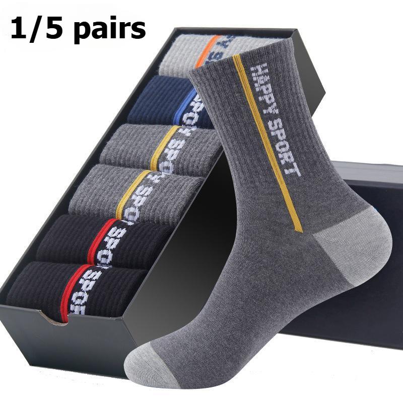 1/5 Pairs Sweat-wicking Comfortable Mid-tube Sports Socks for Men Men's Sport Casual Socks