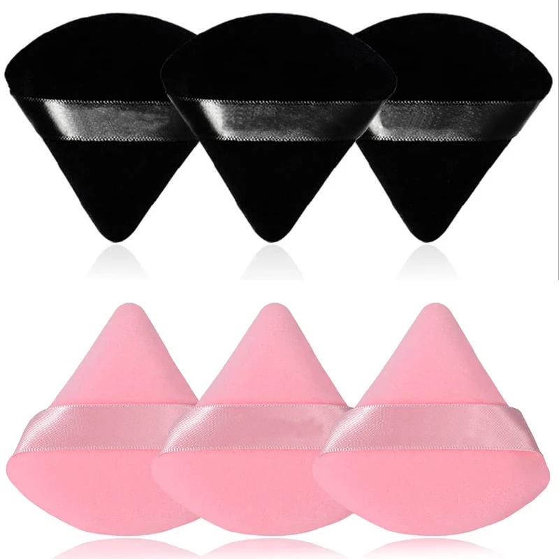 2/6ks Triangle Powder Puff Houba na make-up na obličej Soft Velvet Cosmetic Puff Blender Beauty Foundation Sponge Make-up příslušenství