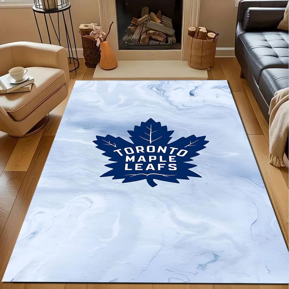 Toronto Maple Leafs Logo Rug Patterned Carpet, Non Slip Mat Suitable for Living Room and Bedroom Sofas