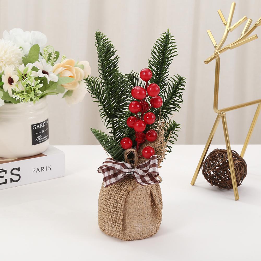 1 buc. decorațiune de masă de Crăciun con de pin fructe de pădure coș de Crăciun ghiveci de flori din in de Crăciun decorațiune accesorii pentru amenajarea scenei de acasă
