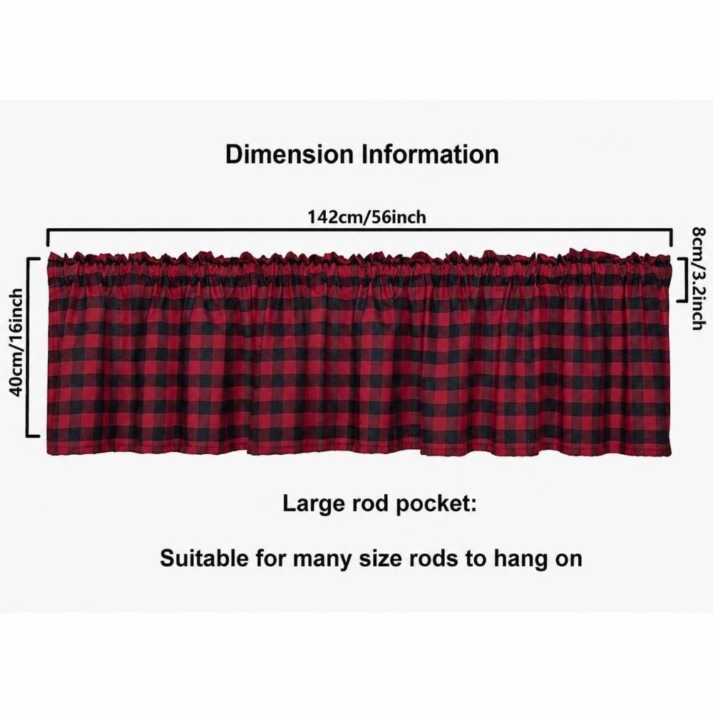 Red Black Kitchen Valance Curtain 55.91x15.75in Buffalo Check Valance for Bedroom