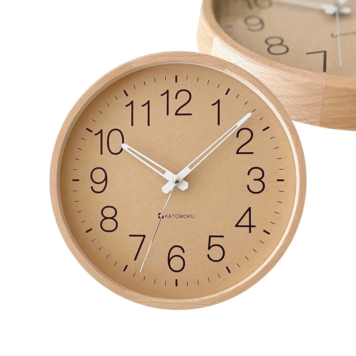KATOMOKU muku clock 2 Natural Wall Continuous Second Diameter km-45NA Clock, Hand, 30.0cm (Quartz Clock)