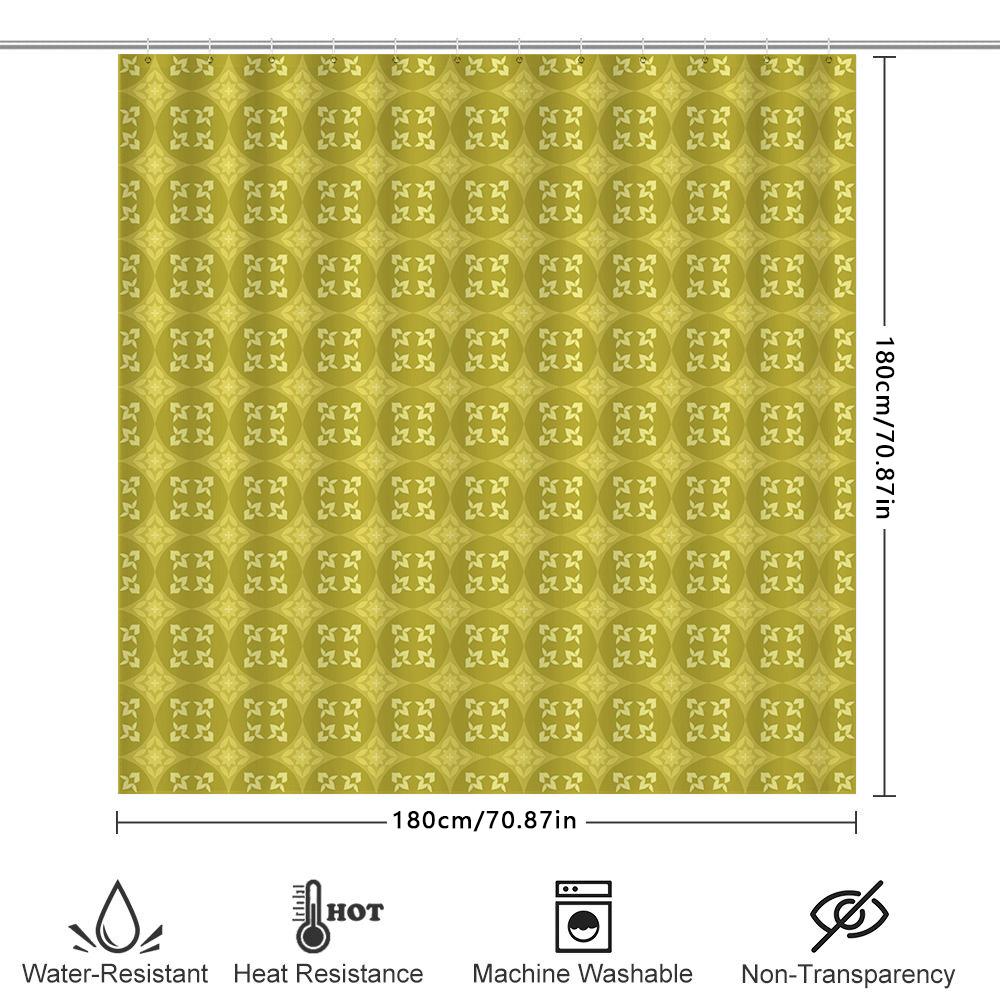 Green Yellow Classic Pattern Waterproof Shower Curtains Bathroom Decoration Home Decorative Liner For Tub Size Xxl 180X240Cm (70