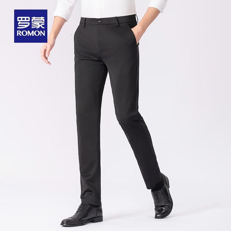 ROMON Men's Straight-Leg Stretch Casual Trousers