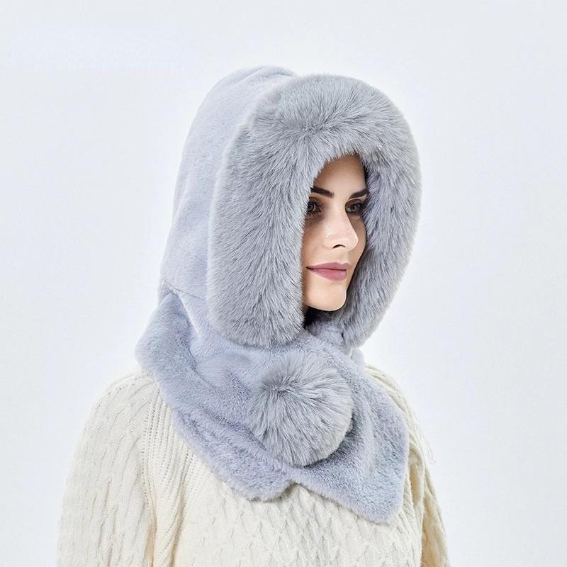 Mink Fur Hat Winter Women Thicken Warm Cap Hooded Girl Outdoor Ski Windproof Russia Soft Ear Protection Fluffy Beanies