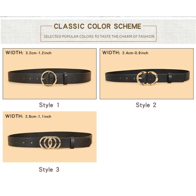 3 ks Dámské minimalistické a stylové univerzální pásky, Klasické pásky k džínám a šatům, Jednobarevné elegantní pásky