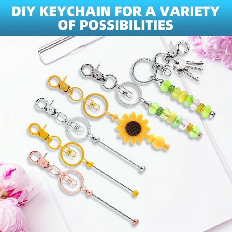 Creative Alloy Bead Keychain Collection 20 Pieces Portable for Handmade Keyrings and Artistics Projects Supplies