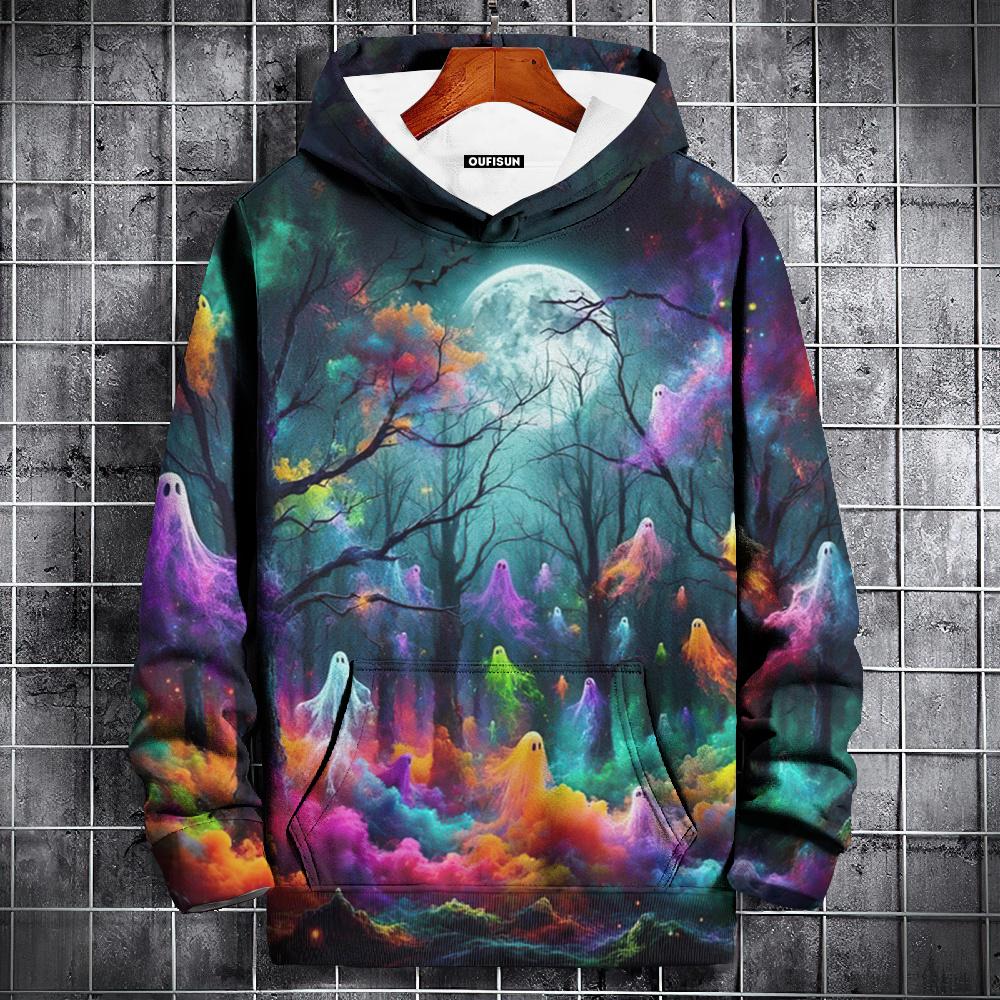 

Мужская толстовка с капюшоном с принтом 3D-черепа, модная уличная одежда «День мертвых», топ с длинным рукавом, свободный пуловер 6XL