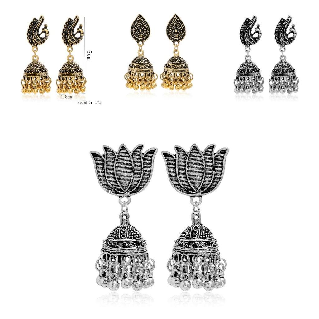 Indian Jhumka Earrings With Vintage Alloy Filigree For Women Fashion Accessories