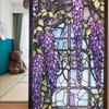 Colorful Retro Floral & Bird Static Cling Window Film - No Glue, Removable