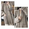 Warmer Weicher Damen Übergrößen Cardigan Pullover Winter Herbst Gestrickt Langarm Locker Dick Offener Stich Elastisches Revers Taschen