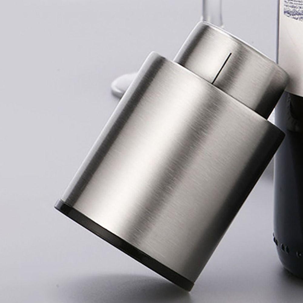 Durable Stainless Steel Vacuum Wine Stoppers with Time Scale Press Type Wine Preserver Silver Reusable Wine Bottle Stoppers Home