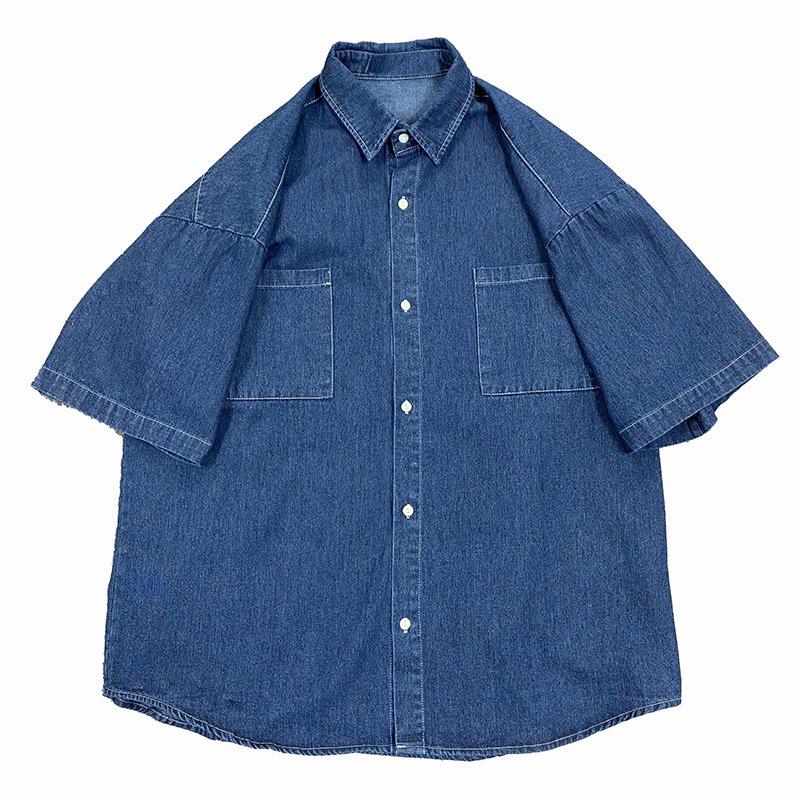 New Summer Men's Loose Short-Sleeve Denim Shirt - Korean Style for Couples