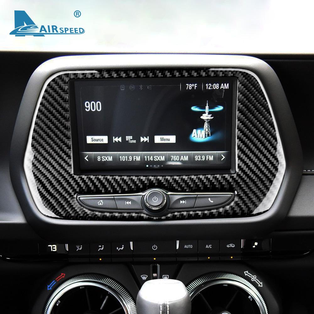 Real Soft Carbon Fiber Sticker For Chevrolet Camaro 2016 2017 2018 2019 2020 2021 2022 2023 Navigation Screen Panel Accessories