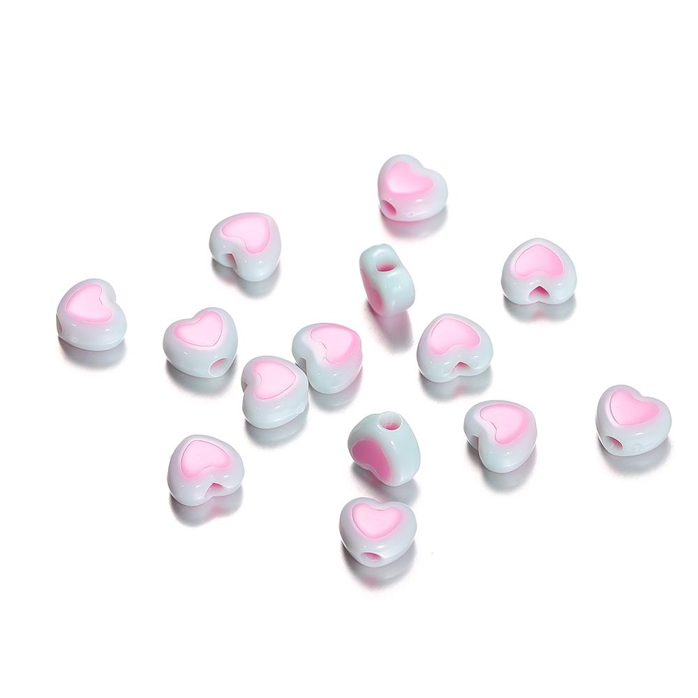 

50/100pcs 6.5*8mm Acrylic Love Heart Shape Cute Charm Loose Spacer Beads for Jewelry Making DIY Bracelet Necklace Accessories 50PCS