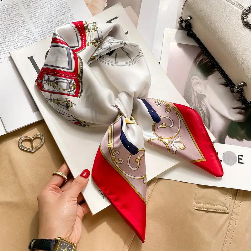 High-End Retro Korean-Style Silk Square Scarf: Versatile Fashion Accessory for Women