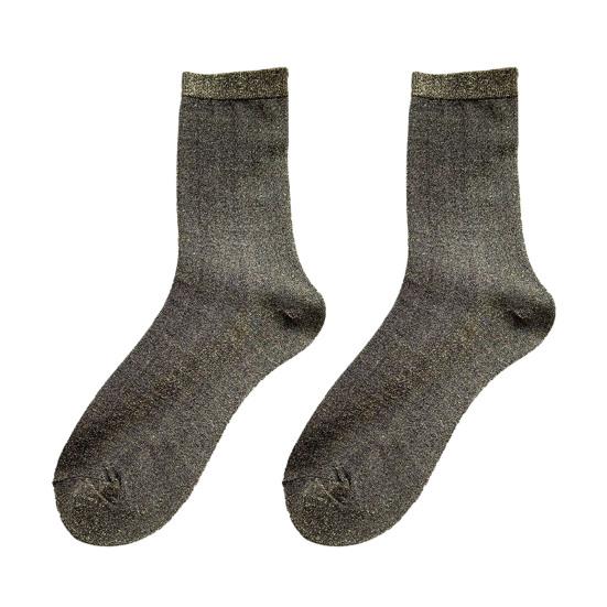 Women's Sheer Glitter Crew Socks Metallic Shimmer Shiny Sparkly Socks Breathable Thin Ankle Socks for Ladies Girls
