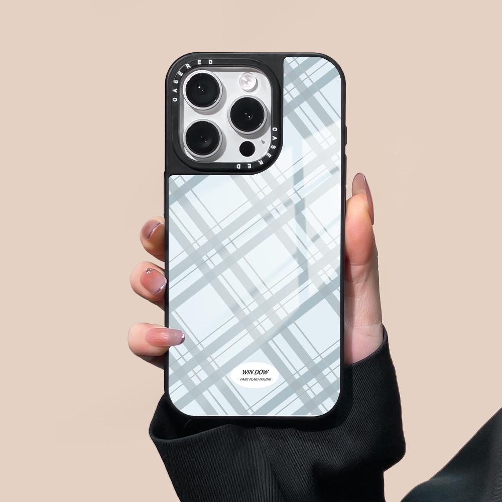 Applicable to iphone16Pro mobile phone case Korean ins style pattern Apple 15/14 glass case Apple 13Pro
