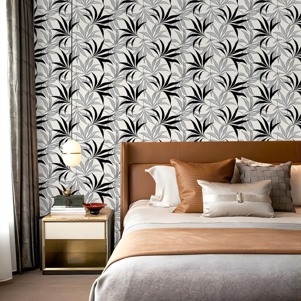 Leaf Boho Peel and Stick Wallpaper Self-Adhesive Vinyl Leaves Contact Paper for Bedroom Bathroom Walls