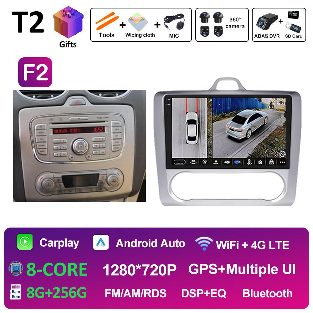 Car Video For Ford Focus 2 3 Mk2 Mk3 2004 2005 2006 2007 - 2011 Radio Player Wireless Carplay Android Auto Touch Screen No 2 Din