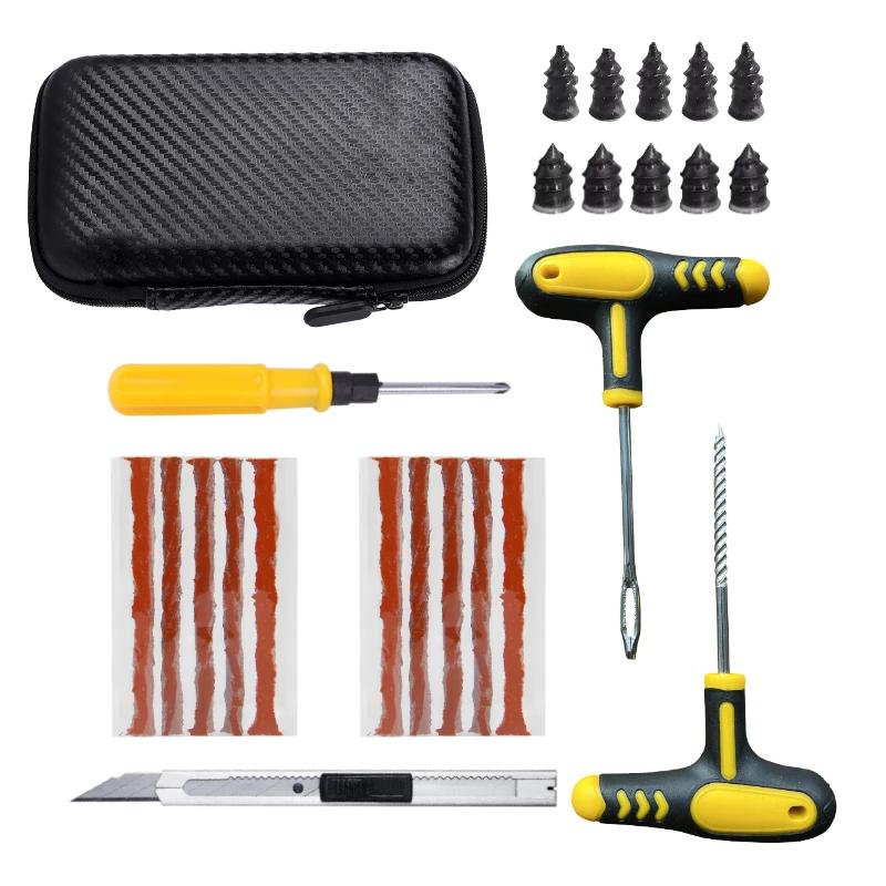 Auto-Motorrad-Reifenreparaturset, Reifenpannenstopfen-Werkzeug, Reifenpannen-Notfall für Reifenstreifen, Rührkleber-Reparatur-Tool-Set