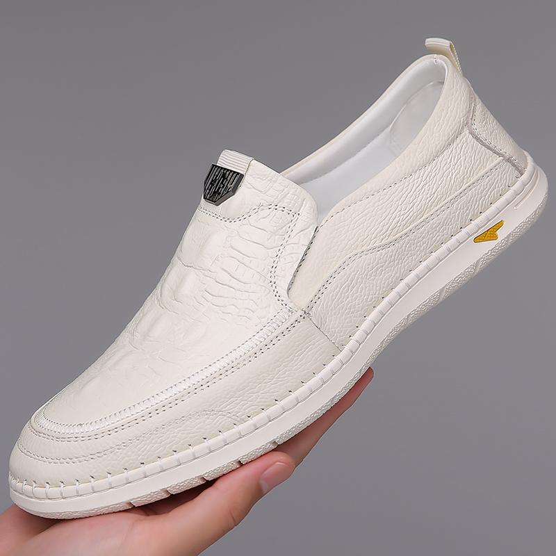 Mens Leather Loafers Breathable Outdoor Slip on Casual Shoes for Male Work Office Driving Sneakers Non Slip Walking Flats