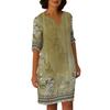 Dresses For Womens Vintage Print Tunic Waisted Midi Dress Summer Casual  Half Sleeve Dress